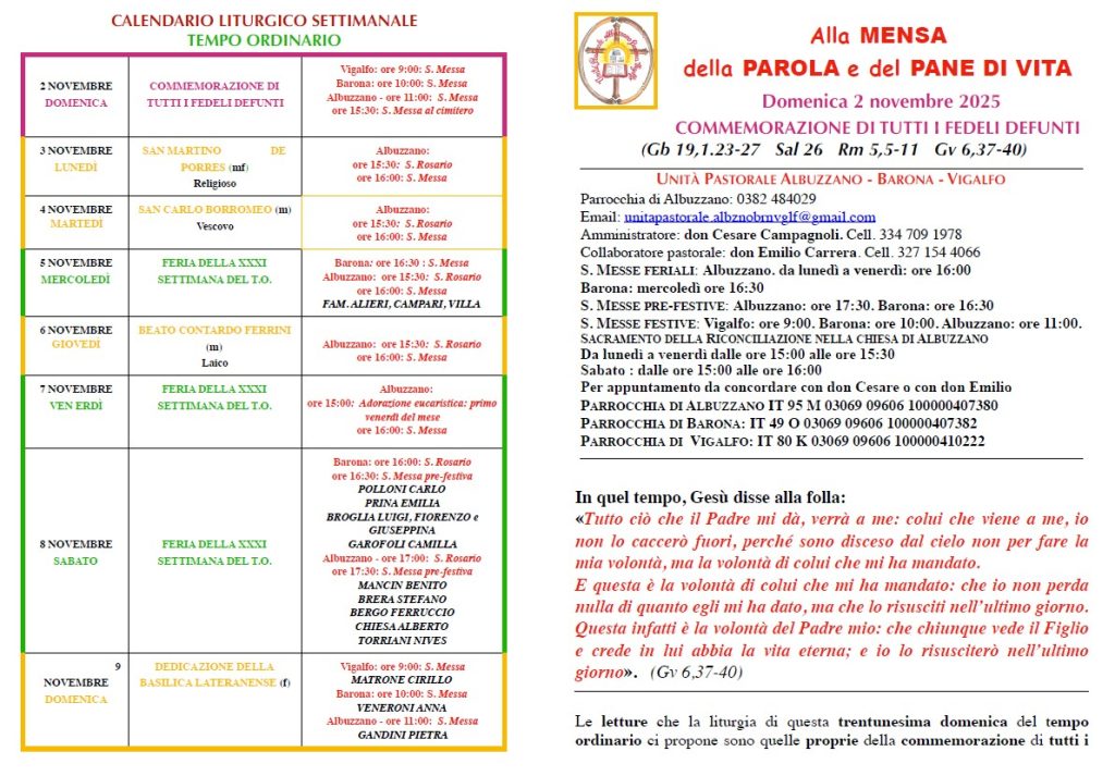 settimana 2 novembre